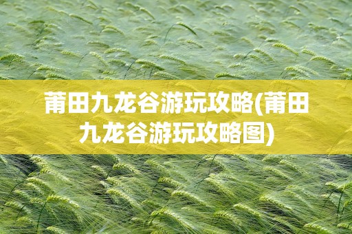 莆田九龙谷游玩攻略(莆田九龙谷游玩攻略图)