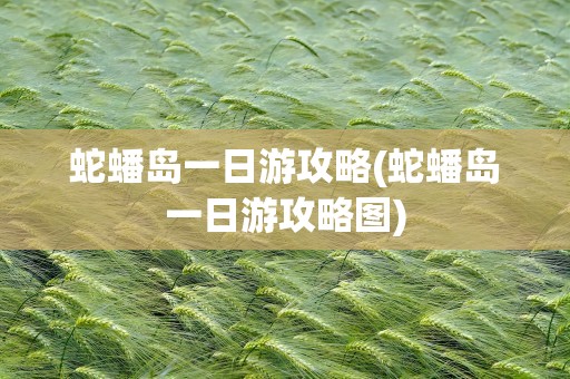 蛇蟠岛一日游攻略(蛇蟠岛一日游攻略图)