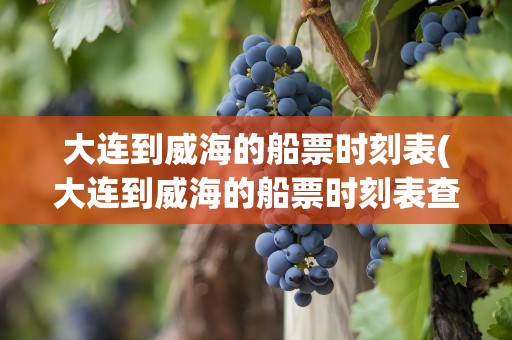 大连到威海的船票时刻表(大连到威海的船票时刻表查询)