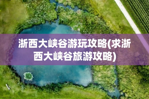 浙西大峡谷游玩攻略(求浙西大峡谷旅游攻略)