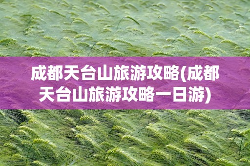 成都天台山旅游攻略(成都天台山旅游攻略一日游)