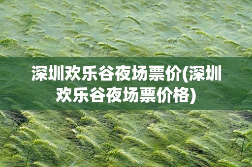 深圳欢乐谷夜场票价(深圳欢乐谷夜场票价格)
