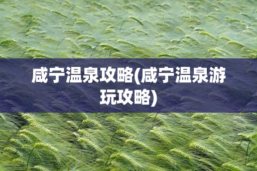 咸宁温泉攻略(咸宁温泉游玩攻略)