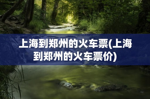 上海到郑州的火车票(上海到郑州的火车票价)