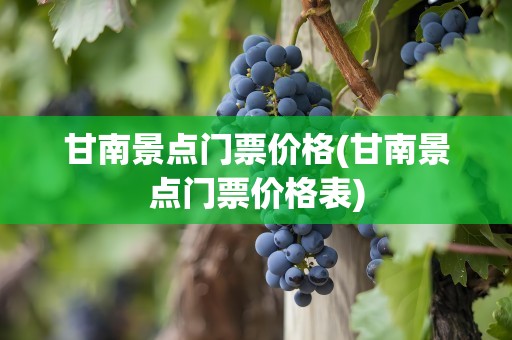 甘南景点门票价格(甘南景点门票价格表)