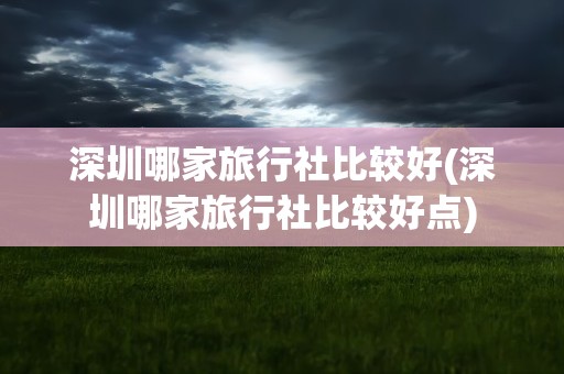 深圳哪家旅行社比较好(深圳哪家旅行社比较好点)