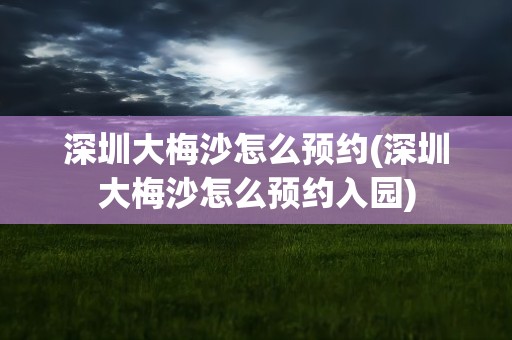 深圳大梅沙怎么预约(深圳大梅沙怎么预约入园)