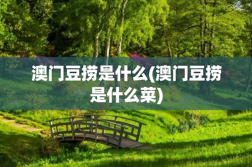 澳门豆捞是什么(澳门豆捞是什么菜)