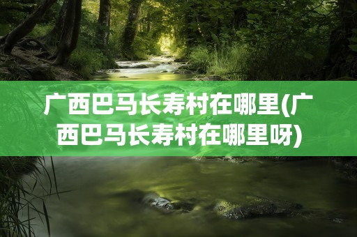 广西巴马长寿村在哪里(广西巴马长寿村在哪里呀)