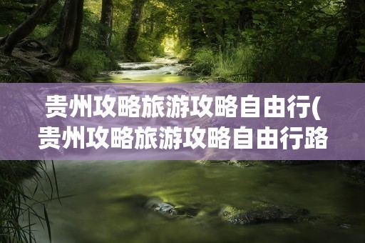 贵州攻略旅游攻略自由行(贵州攻略旅游攻略自由行路线)
