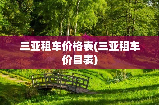 三亚租车价格表(三亚租车价目表)