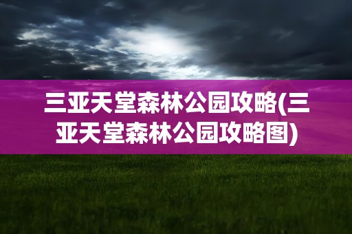 三亚天堂森林公园攻略(三亚天堂森林公园攻略图)