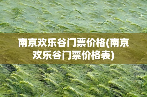 南京欢乐谷门票价格(南京欢乐谷门票价格表)
