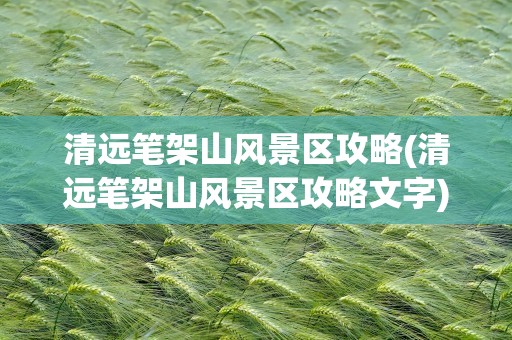 清远笔架山风景区攻略(清远笔架山风景区攻略文字)