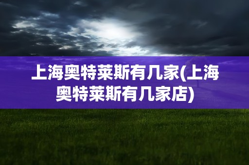 上海奥特莱斯有几家(上海奥特莱斯有几家店)