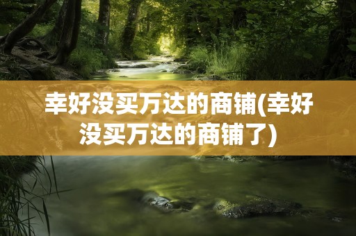 幸好没买万达的商铺(幸好没买万达的商铺了)