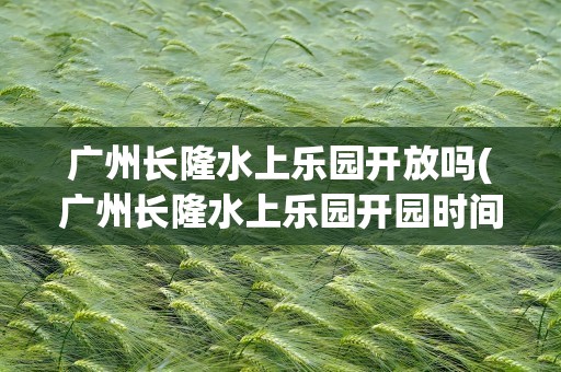 广州长隆水上乐园开放吗(广州长隆水上乐园开园时间)