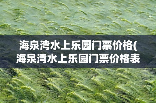 海泉湾水上乐园门票价格(海泉湾水上乐园门票价格表)