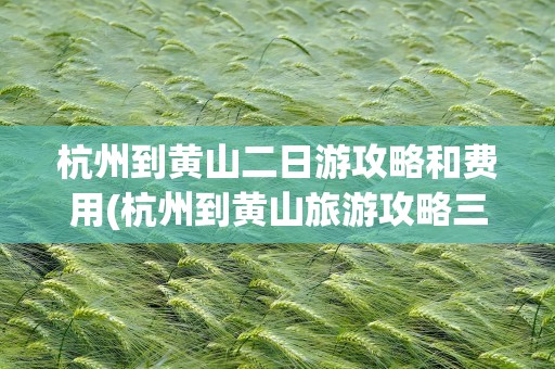 杭州到黄山二日游攻略和费用(杭州到黄山旅游攻略三日游)