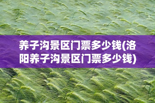 养子沟景区门票多少钱(洛阳养子沟景区门票多少钱)