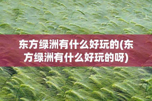 东方绿洲有什么好玩的(东方绿洲有什么好玩的呀)