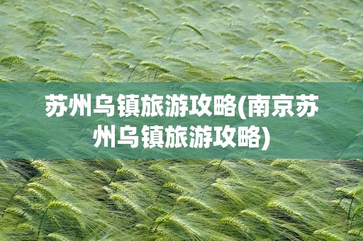 苏州乌镇旅游攻略(南京苏州乌镇旅游攻略)