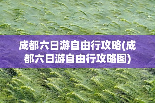 成都六日游自由行攻略(成都六日游自由行攻略图)