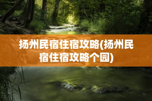 扬州民宿住宿攻略(扬州民宿住宿攻略个园)