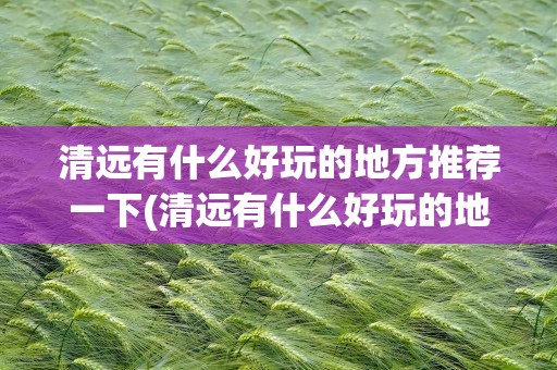 清远有什么好玩的地方推荐一下(清远有什么好玩的地方推荐一下吗)