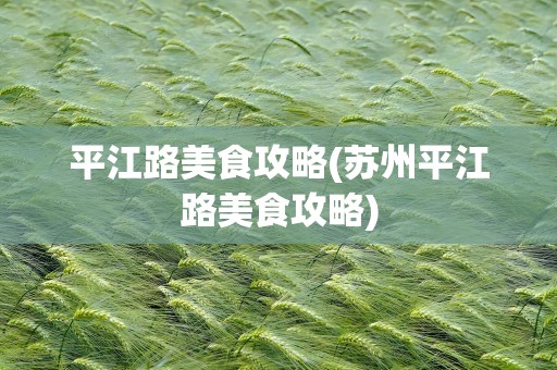 平江路美食攻略(苏州平江路美食攻略)