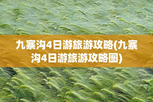 九寨沟4日游旅游攻略(九寨沟4日游旅游攻略图)