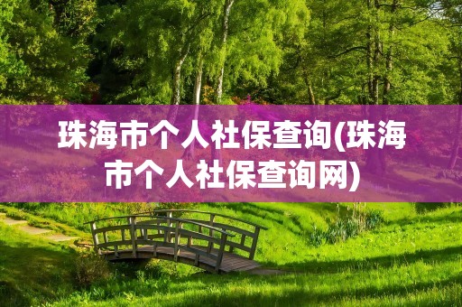 珠海市个人社保查询(珠海市个人社保查询网)