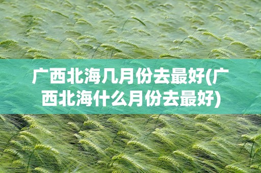 广西北海几月份去最好(广西北海什么月份去最好)