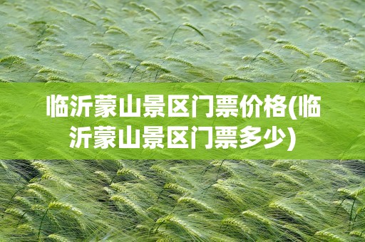 临沂蒙山景区门票价格(临沂蒙山景区门票多少)