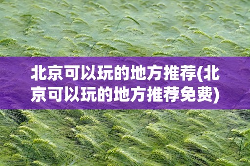 北京可以玩的地方推荐(北京可以玩的地方推荐免费)