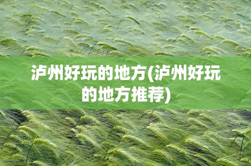泸州好玩的地方(泸州好玩的地方推荐)