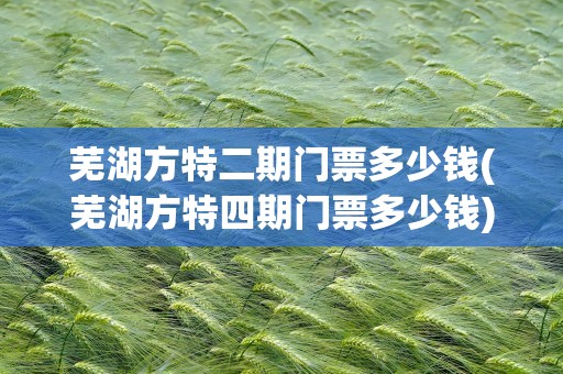 芜湖方特二期门票多少钱(芜湖方特四期门票多少钱)