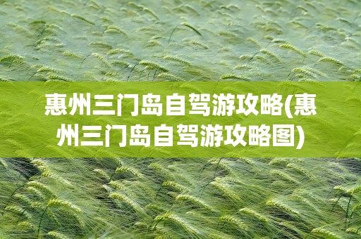 惠州三门岛自驾游攻略(惠州三门岛自驾游攻略图)