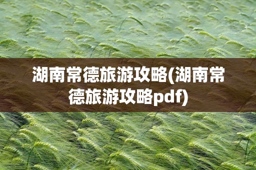 湖南常德旅游攻略(湖南常德旅游攻略pdf)