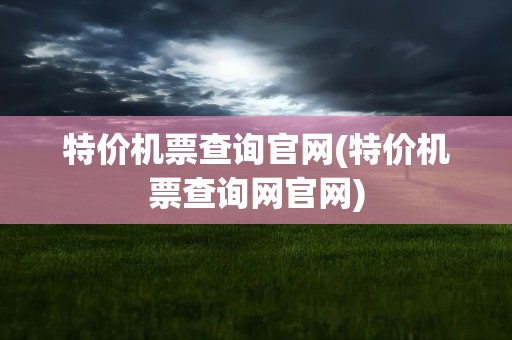 特价机票查询官网(特价机票查询网官网)