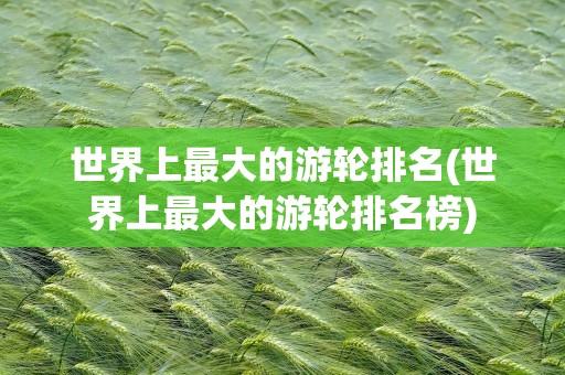 世界上最大的游轮排名(世界上最大的游轮排名榜)