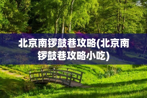 北京南锣鼓巷攻略(北京南锣鼓巷攻略小吃)