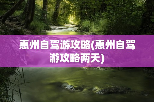惠州自驾游攻略(惠州自驾游攻略两天)
