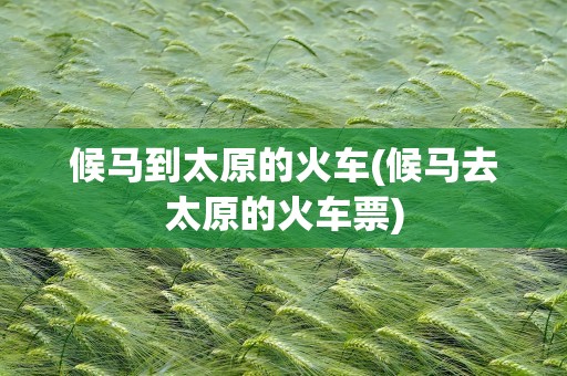 候马到太原的火车(候马去太原的火车票)