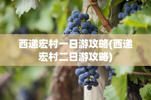 西递宏村一日游攻略(西递宏村二日游攻略)