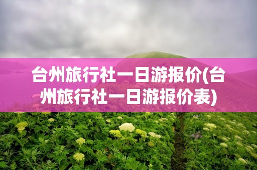 台州旅行社一日游报价(台州旅行社一日游报价表)