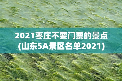 2021枣庄不要门票的景点(山东5A景区名单2021)