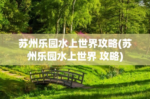 苏州乐园水上世界攻略(苏州乐园水上世界 攻略)