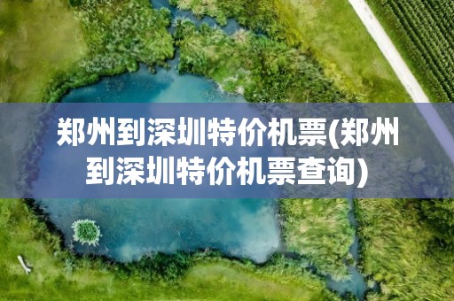 郑州到深圳特价机票(郑州到深圳特价机票查询)