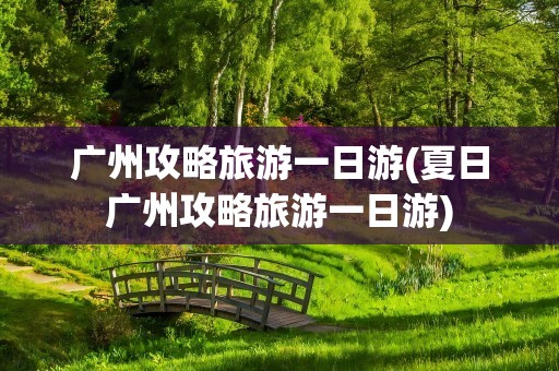 广州攻略旅游一日游(夏日广州攻略旅游一日游)